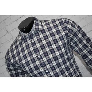 Original Penguin Munsingwear Dress Shirt Men Size Large Slim Fit Blue Plaid